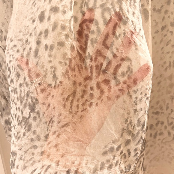 Viola Borghi Sz L Made in Italy 100% silk overlay leopard blouse long sleeve. - Picture 4 of 7